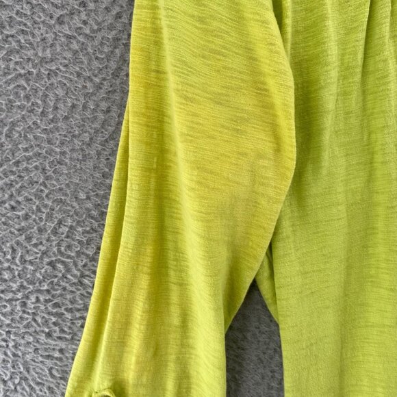 Chicos Top Womens 1 US Medium Green Roll Tab Long Sleeve Ruched Collar Pullover* - Picture 5 of 11